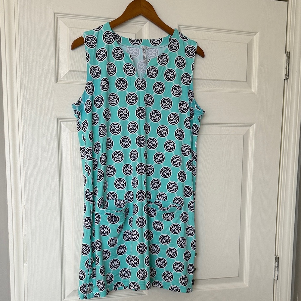 Lulu-B Turquoise and Black Patterned Mini Dress